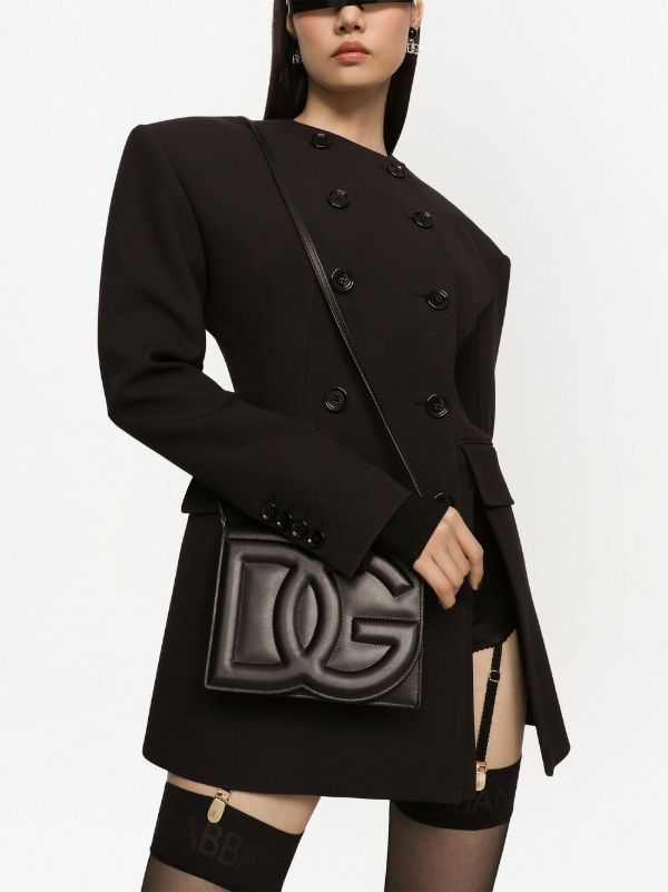 Dolce & Gabbana Black Embossed Logo Leather Cross Body Bag | Browns Messenger & Crossbody Bags
