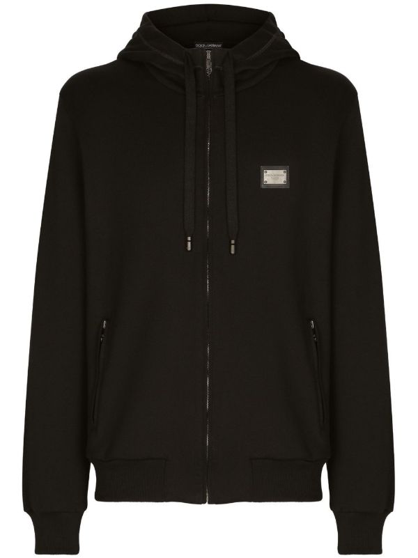 Dolce & Gabbana Black logo plaque cotton zip-up hoodie | Browns Hoodies