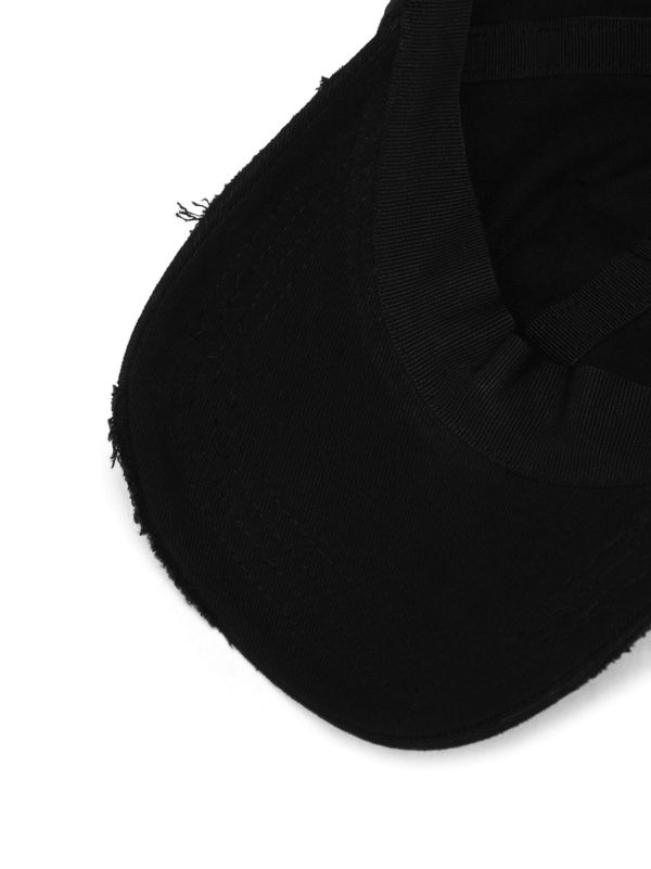 Dolce & Gabbana Black Logo Plaque Distressed Baseball Cap | Browns Hats