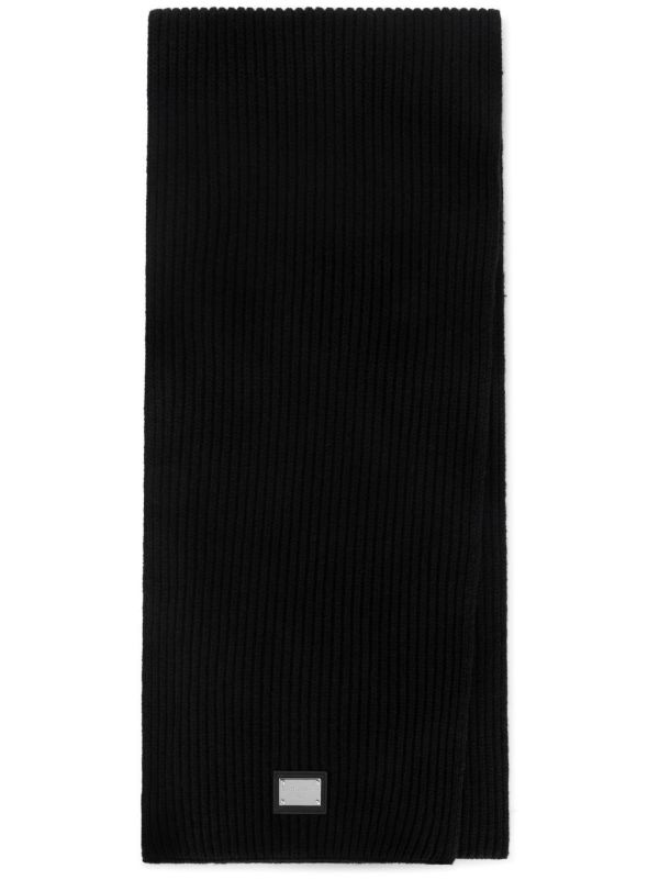 Dolce & Gabbana Black Logo Plaque Knitted Scarf | Browns Scarves