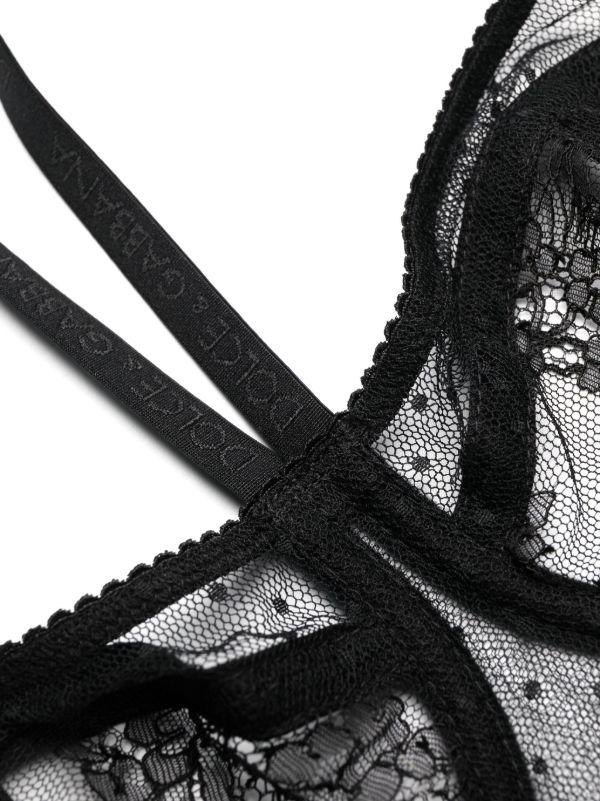 Dolce & Gabbana Black Semi-Sheer Balconette Corset Bra | Browns Bras