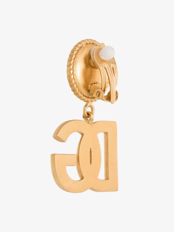 Dolce & Gabbana Gold-Plated Logo Crystal Drop Earrings | Browns Earrings