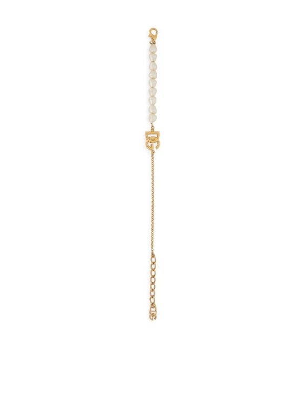 Dolce & Gabbana Gold-Tone Pearl-Embellished DG Bracelet | Browns Bracelets