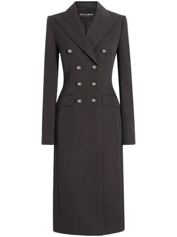 Dolce & Gabbana Grey Double-Breasted Wool Coat | Browns Double Breasted & Peacoats