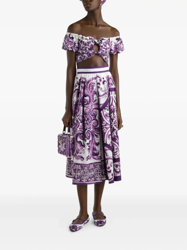 Dolce & Gabbana Majolica-print Midi Skirt | Browns A-Line Skirts