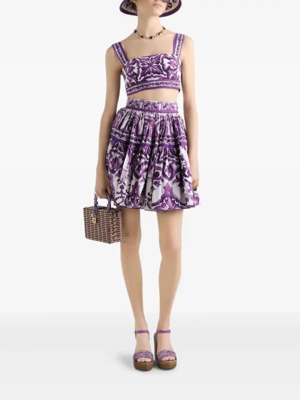Dolce & Gabbana Majolica-print Mini Skirt | Browns Pleated Skirts
