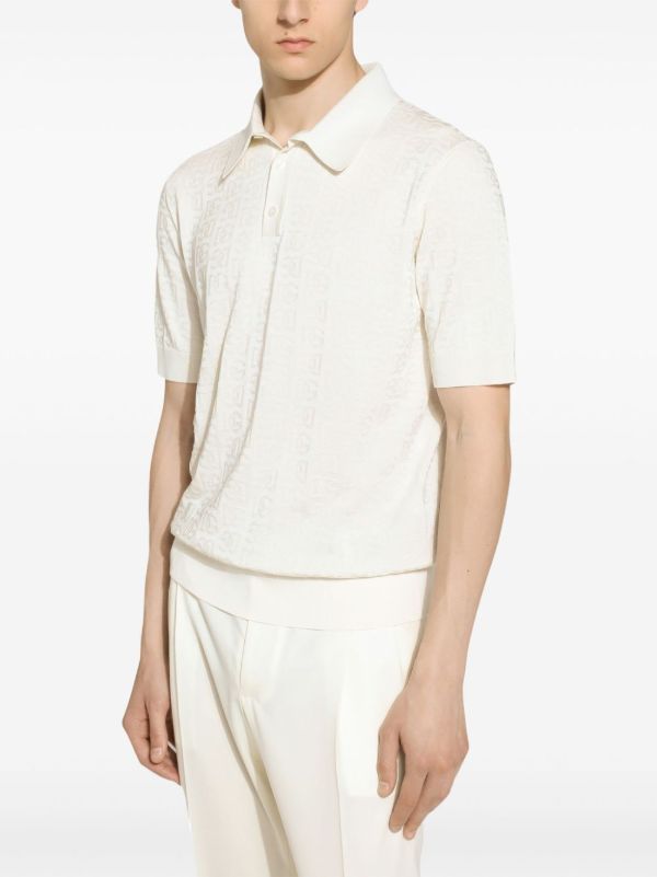 Dolce & Gabbana Monogram-Jacquard Silk Polo Shirt | Browns Polo Shirts