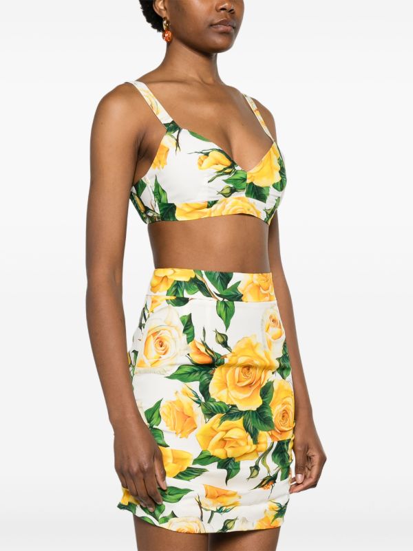 Dolce & Gabbana White Rose-Print Bra Top | Browns Blouses