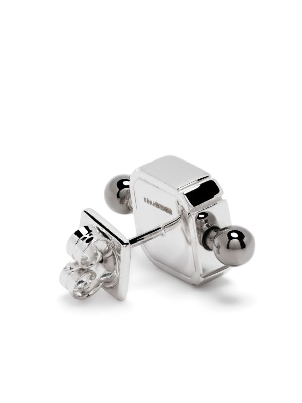 EÉRA 18K White Gold Black Bar Square Post Earring | Browns Earrings