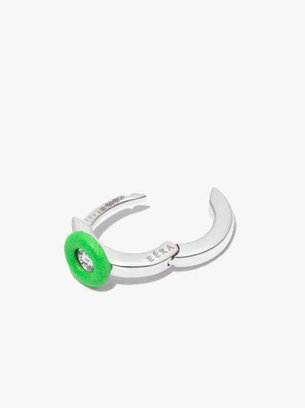 EÉRA 18K White Gold Diamond Enamel Hoop Earring | Browns Earrings