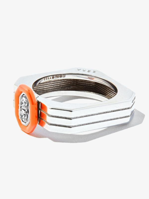 EÉRA 18K white gold diamond enamel ring | Browns Rings