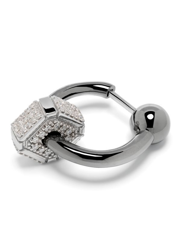 EÉRA 18K White Gold Ninety Couple Diamond Hoop Earrings | Browns Fine Earrings