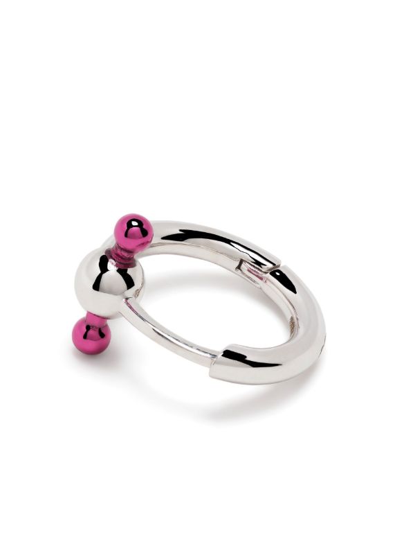 EÉRA 18K White Gold Pink Bar Mini Single Hoop Earring | Browns Fine Earrings