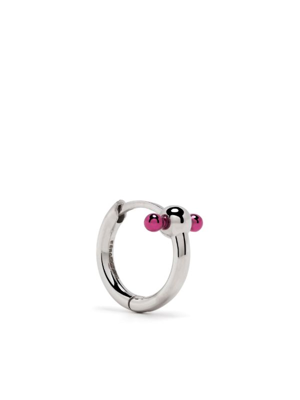 EÉRA 18K white gold Pink Bar mini single hoop earring | Browns Fine Earrings
