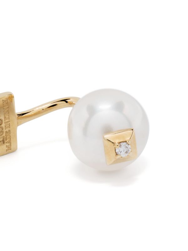 EÉRA 18K Yellow Gold Double Pearl And Diamond Single Stud Earring | Browns Fine Earrings