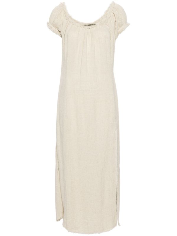 Elena Velez Cloud Beige Off-The-Shoulder Midi Dress | Browns Day Dresses
