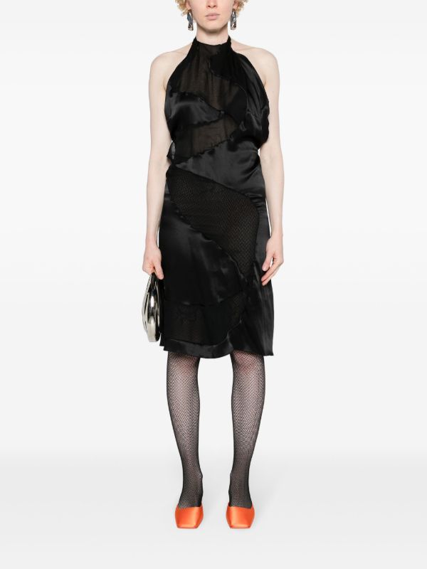 FEBEN Black Spiral Silk Midi Dress | Browns Cocktail & Party Dresses