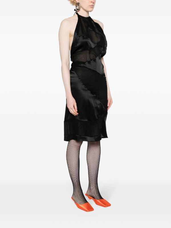 FEBEN Black Spiral Silk Midi Dress | Browns Cocktail & Party Dresses