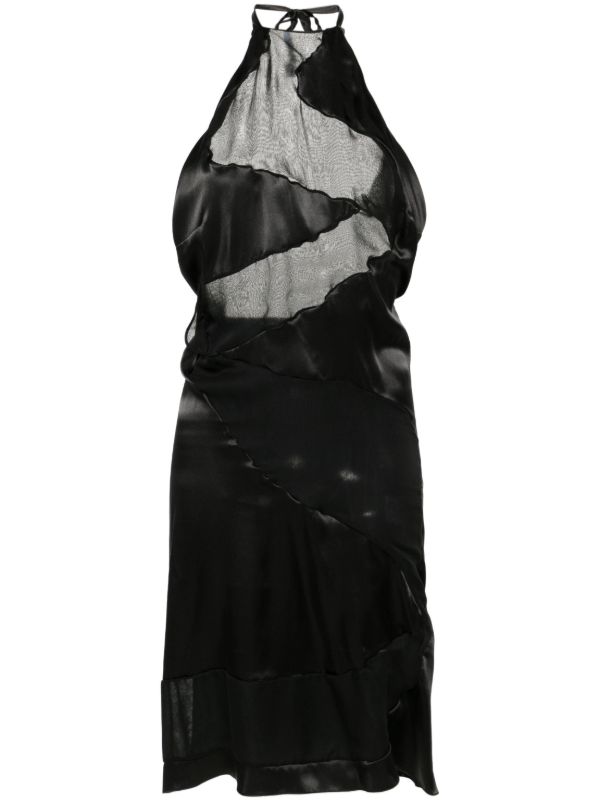 FEBEN Black Spiral Silk Midi Dress | Browns Cocktail & Party Dresses