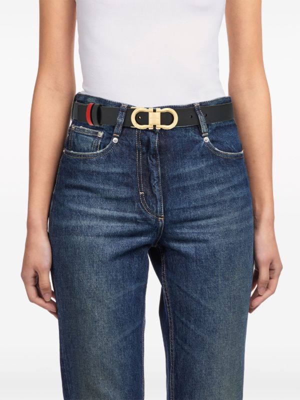 Ferragamo Black Gancini Reversible Leather Belt | Browns Belts