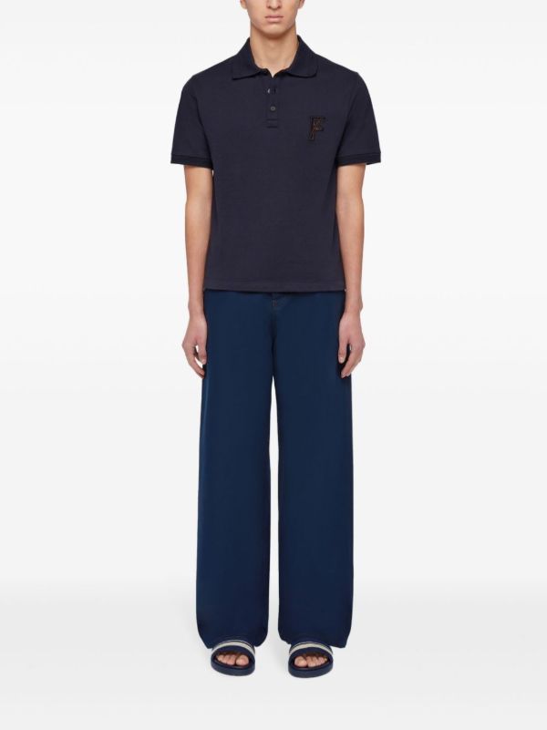 Ferragamo Blue Logo-Embroidered Polo Shirt | Browns Polo Shirts