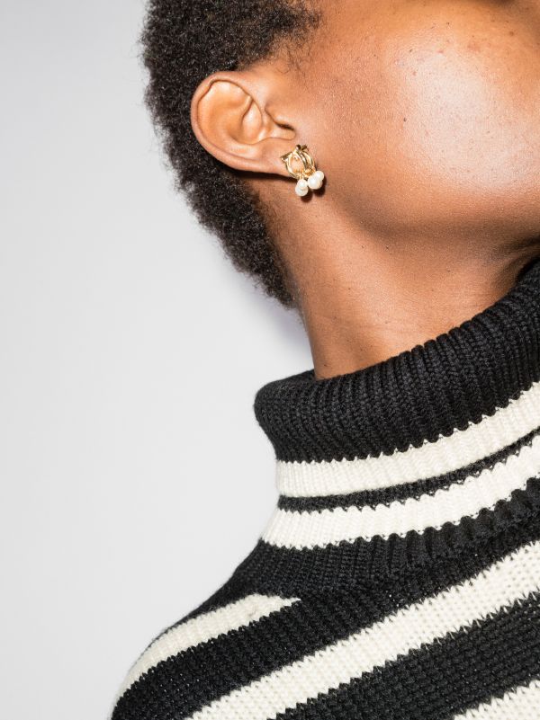 Ferragamo Gold Tone Gancini Pearl Stud Earrings | Browns Earrings