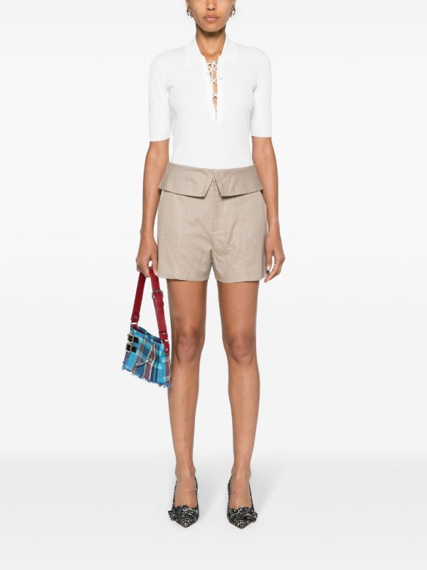 FRAME Beige Foldover Waistband Minishorts | Browns Short & Mini Shorts