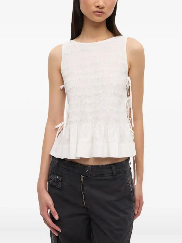 GANNI Chambray Seersucker Top | Browns Vests & Tank Tops