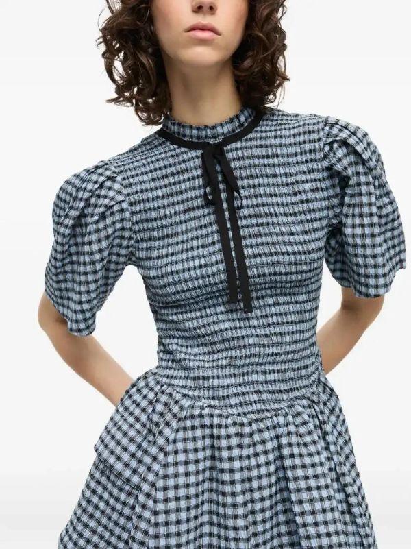 GANNI Checked Seersucker Mini Dress | Browns Day Dresses