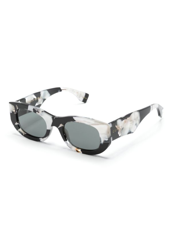 Gucci Eyewear Black Nouvelle Vague Rectangle-Frame Sunglasses | Browns Sunglasses