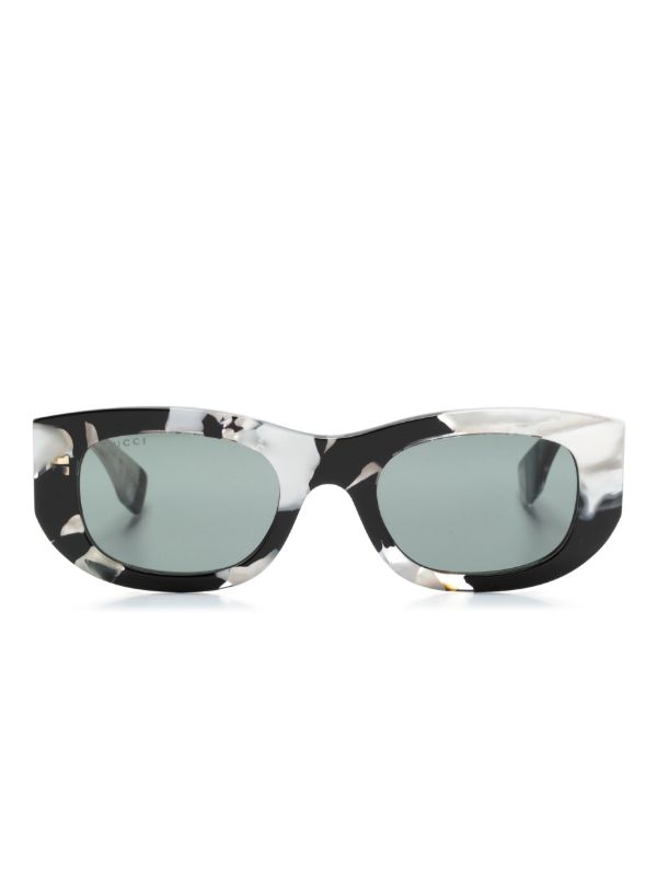 Gucci Eyewear Black Nouvelle Vague Rectangle-Frame Sunglasses | Browns Sunglasses