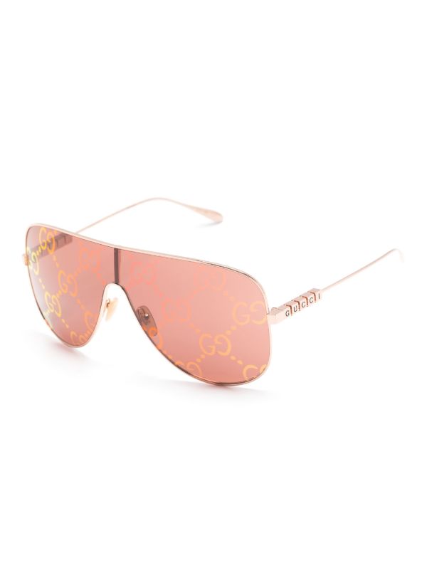 Gucci Eyewear Red GG-Lens Mask-Frame Sunglasses | Browns Sunglasses