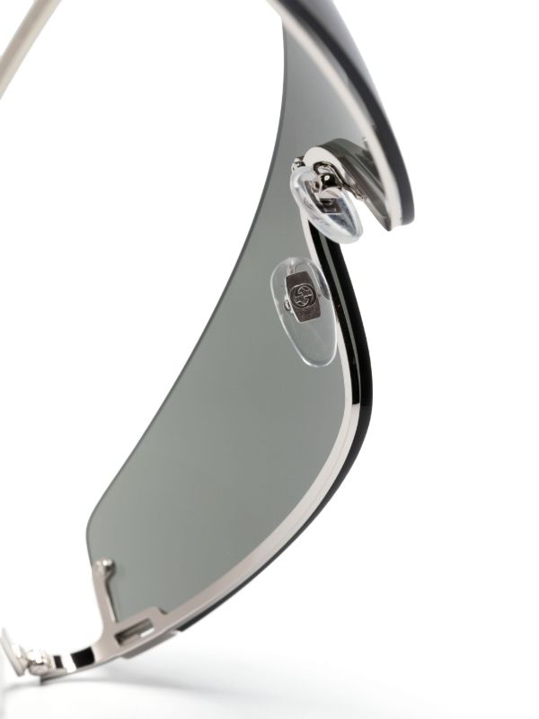 Gucci Eyewear Silver Shield Frame Tinted Sunglasses | Browns Sunglasses