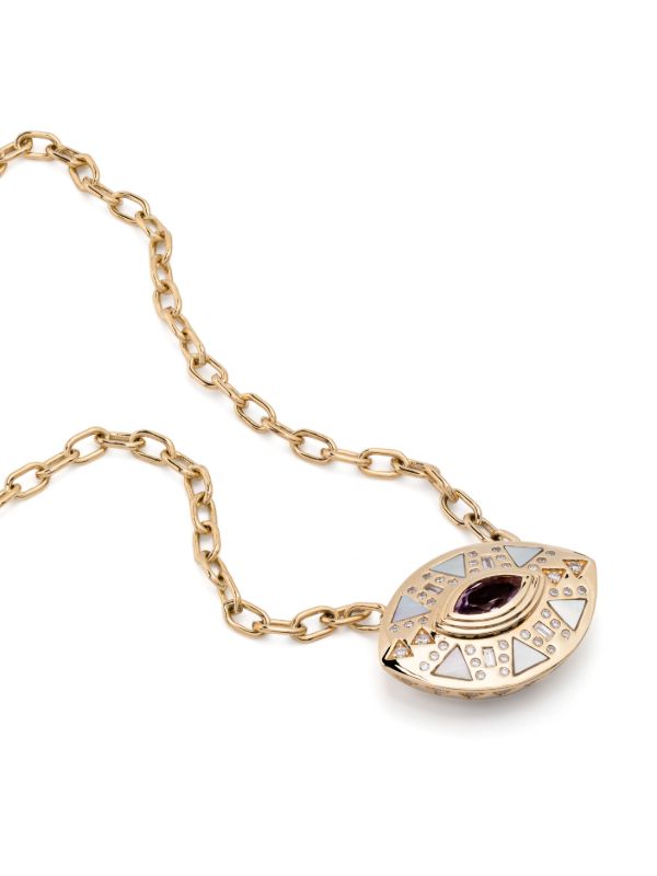 Harwell Godfrey 18K Yellow Gold Cleopatra’s Eye Diamond And Amethyst Necklace | Browns Fine Necklaces