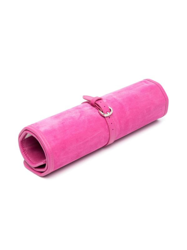 Hector Saxe Pink Victor Suede Travel Backgammon Set | Browns Table Games