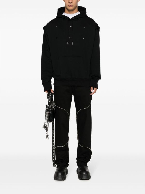 HELIOT EMIL Black Outline Logo Cotton Hoodie | Browns Hoodies