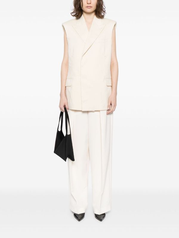 Helmut Lang White Double Breasted Vest | Browns Waistcoats & Gilets