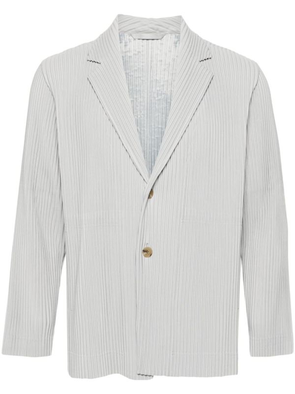 Homme Plissé Issey Miyake Grey Plissé-Effect Single-Breasted Blazer | Browns Blazers