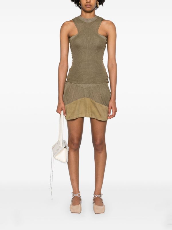 Isa Boulder Green Two-Tone Miniskirt | Browns Fitted Skirts