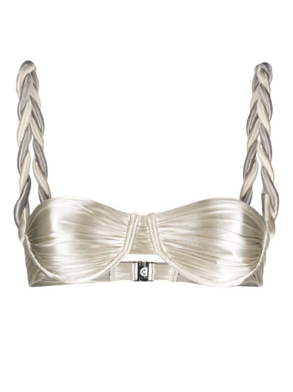Isa Boulder silver-tone ruched bikini top | Browns Bikinis
