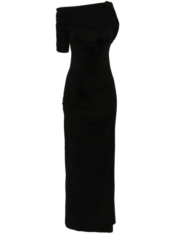 Jacquemus Black La Robe Drapeado Midi Dress | Browns Cocktail & Party Dresses