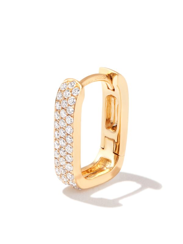 Jacquie Aiche 14K yellow gold small rectangle diamond hoop earring | Browns Fine Earrings