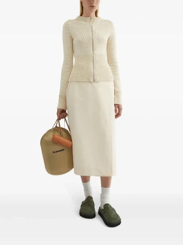 Jil Sander Neutrals Zip-Up Cardigan | Browns Cardigans