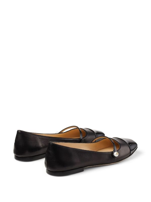 Jimmy Choo Black Elisa Leather Ballerina Shoes | Browns Ballerina Shoes