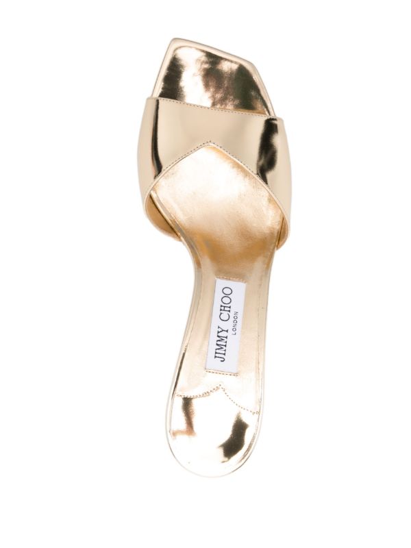 Jimmy Choo Gold-Tone Skye 70 Leather Sandals | Browns Mules