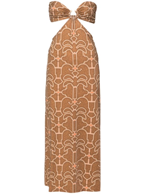 Johanna Ortiz brown Jungle Geometric midi dress | Browns Day Dresses