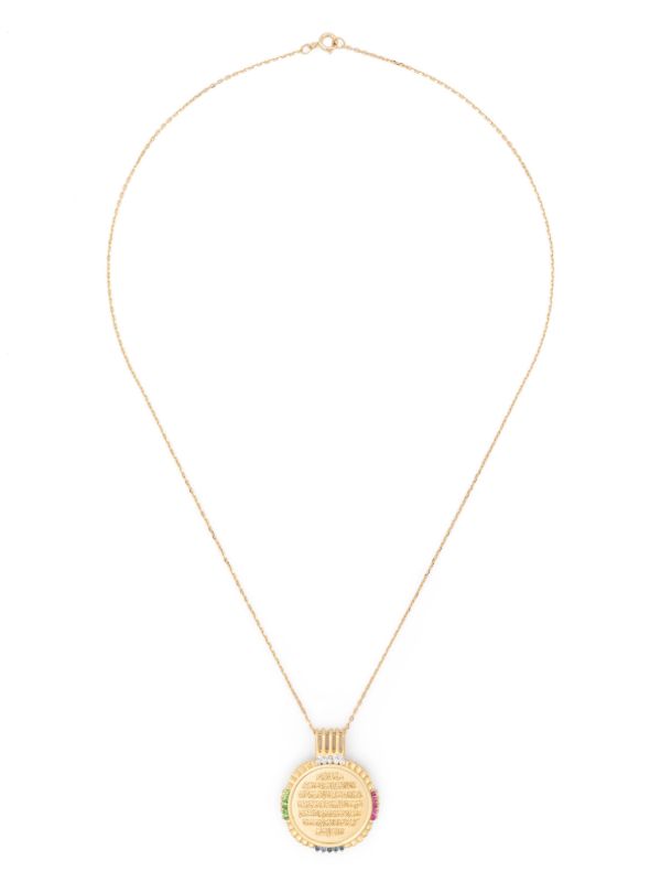Kamushki 18K Yellow Gold Ayut Al Kursi Big Diamond And Emerald Necklace | Browns Fine Necklaces