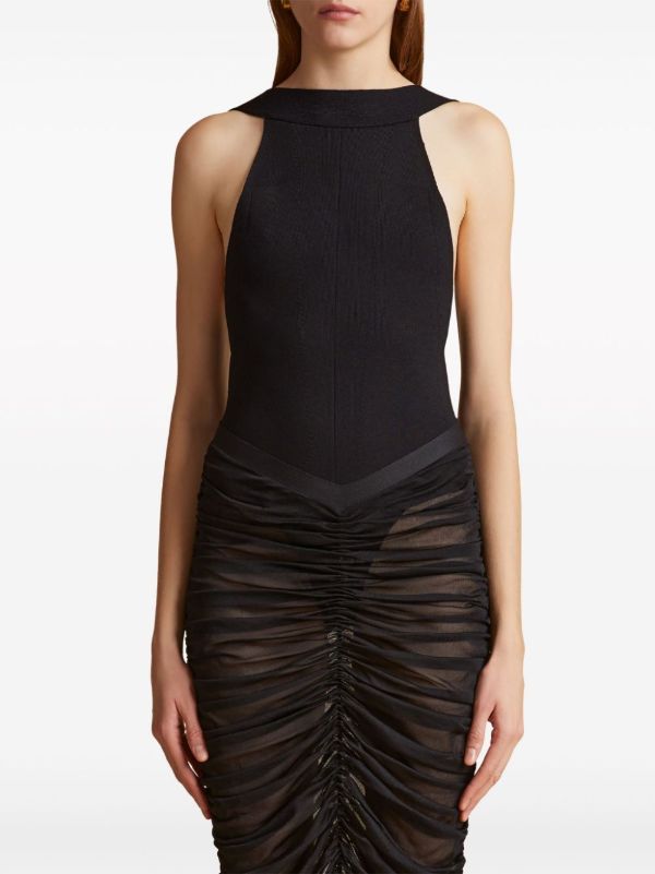 KHAITE Black Campagna Bodysuit | Browns Vests & Tank Tops
