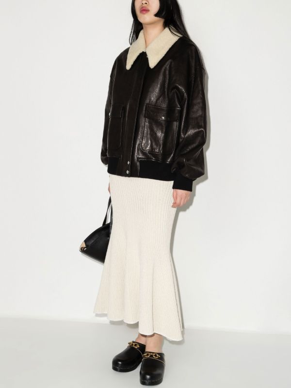 KHAITE Black The Shellar Leather Jacket | Browns Leather Jackets