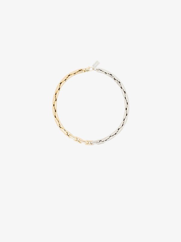 Lauren Rubinski 14K yellow and white gold medium square link necklace | Browns Necklaces